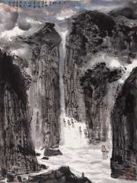 亚明 辛酉（1981年）作 江峡烟云 立轴